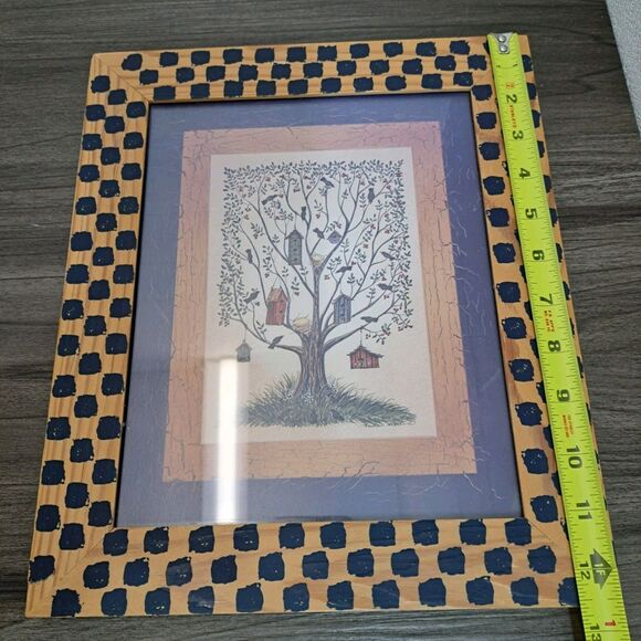 Vintage Primitive Framed Folk Art Print By Anne Scott Wood Frame 13"X11" - Picture 4 of 6